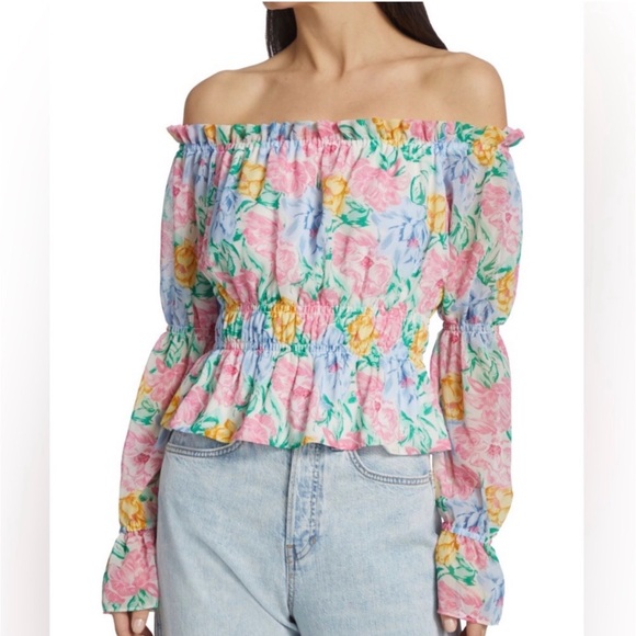Wayf Tops - NWT WAYF Off the Shoulder Floral Watercolor Top | Large